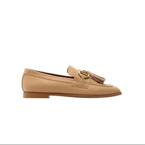 Tan loafers with tassels